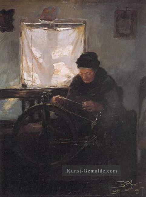 Anciana en la rueca 1887 Peder Severin Kroyer Ölgemälde